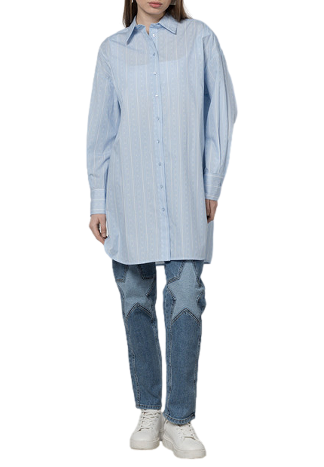 TWINSET CAMICIA CON STAMPA A RIGHE E LOGO