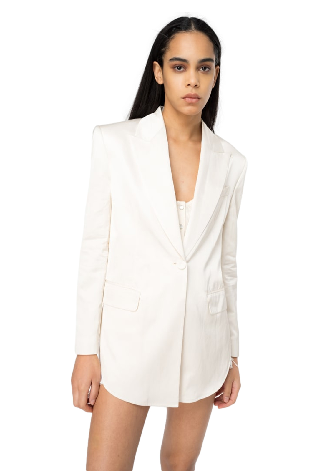 PINKO BLAZER IN SATIN CON CINTURA SOTTILE