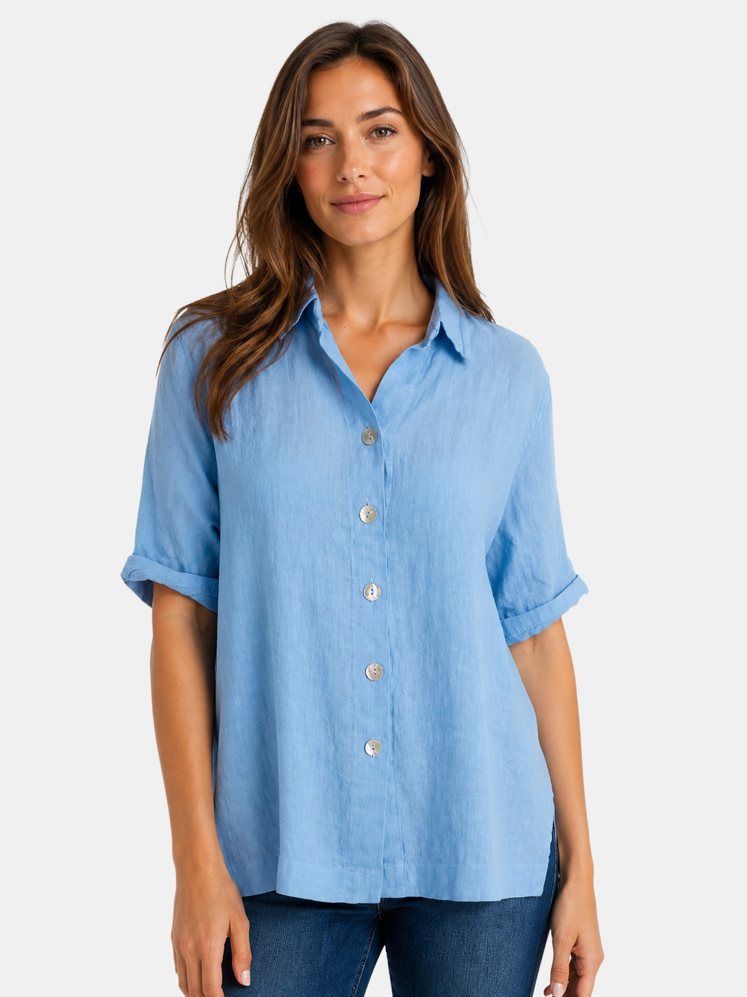 Women's Short Sleeve Linen Shirt