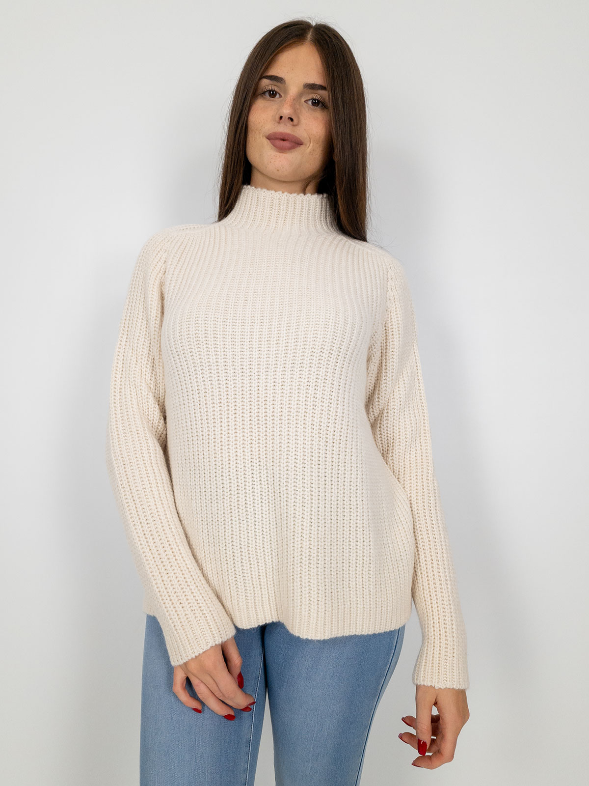Maglione Dolcevita Donna In Lana Con Collo Alto Comodo