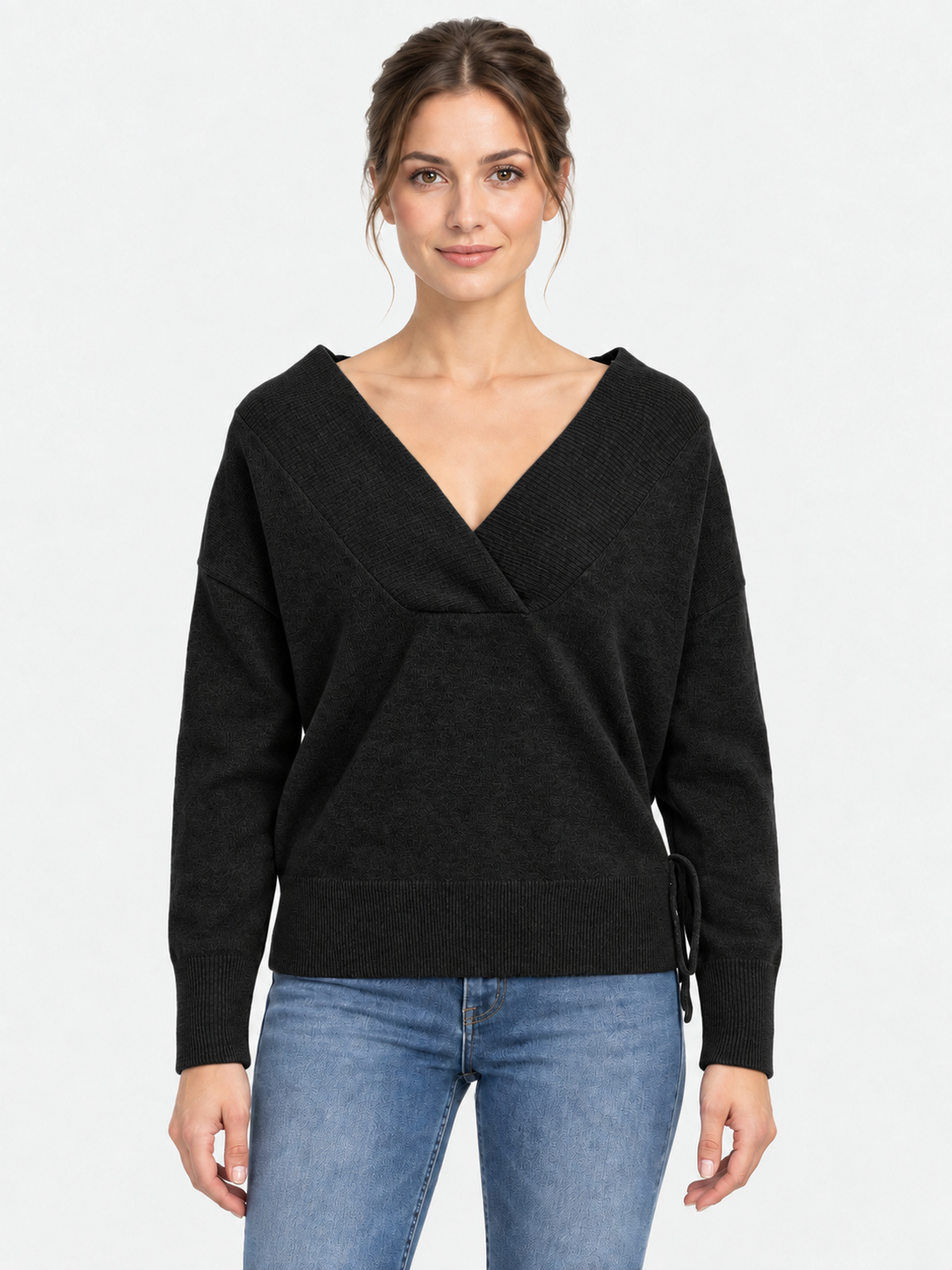 Maglia Donna Scollo a V Incrociato in Misto Lana