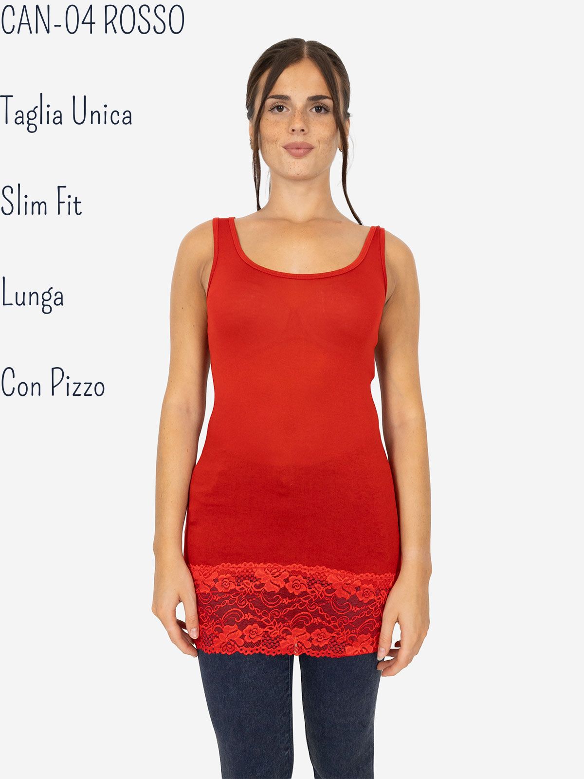 Canotta Donna Lunga Con Pizzo In Fondo Basic Per Leggings Slim Fit