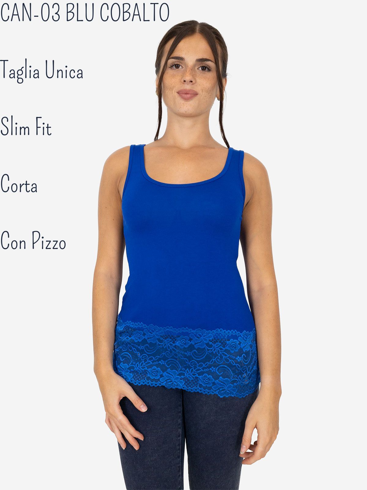 Canotta Donna Slim Fit con Pizzo in Fondo – Modello Corto Elasticizzato