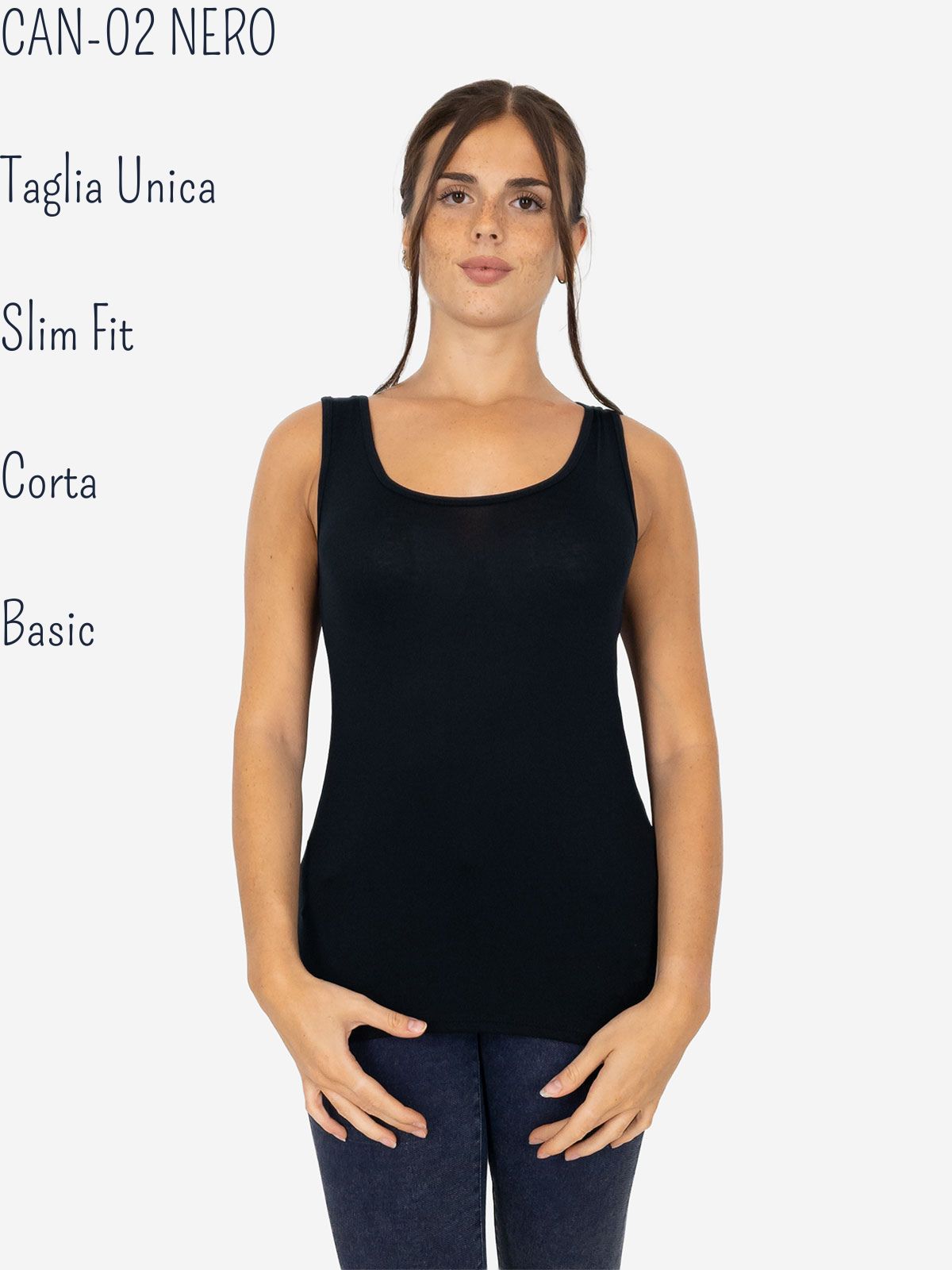 Slim Fit Women’s Tank Top with Wide Straps in Stretch Viscose