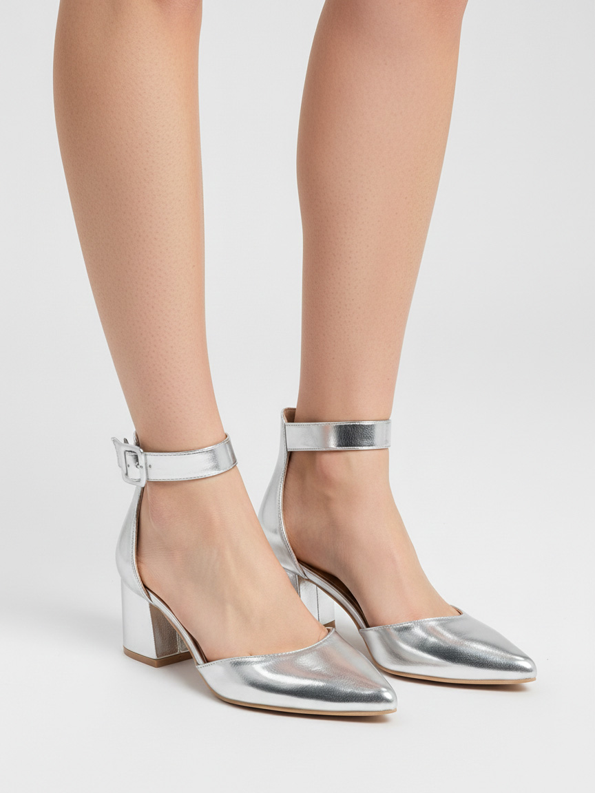 Silver ceremony pumps with 5 cm heel