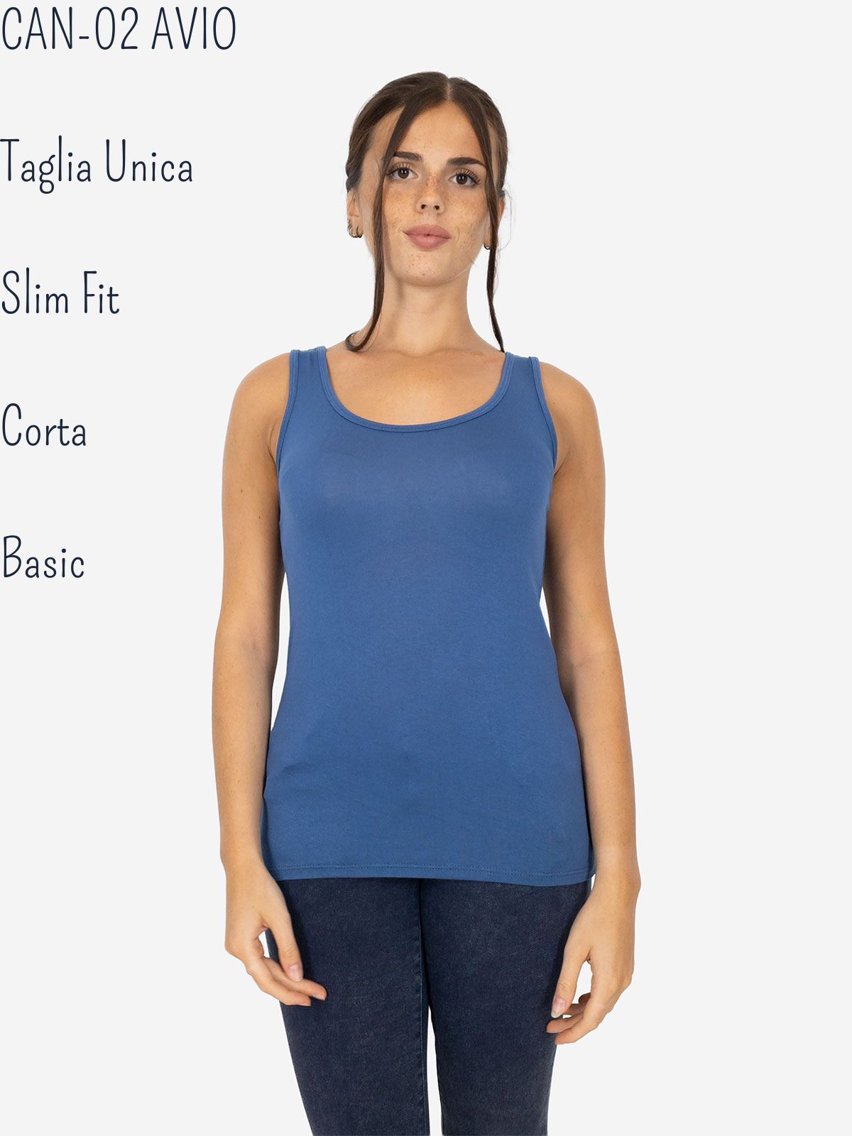 Slim Fit Women’s Tank Top with Wide Straps in Stretch Viscose