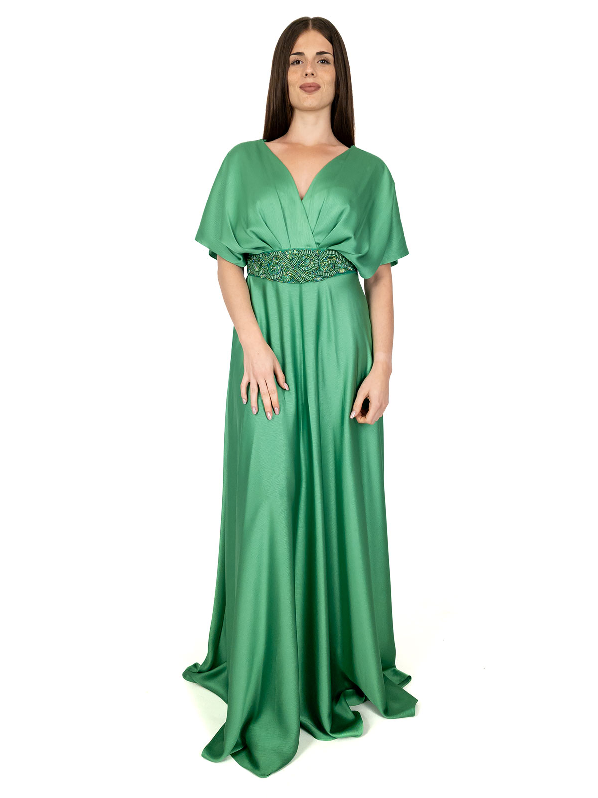 Abito Cerimonia Elegante Donna Lungo Stile Impero Taglie Forti