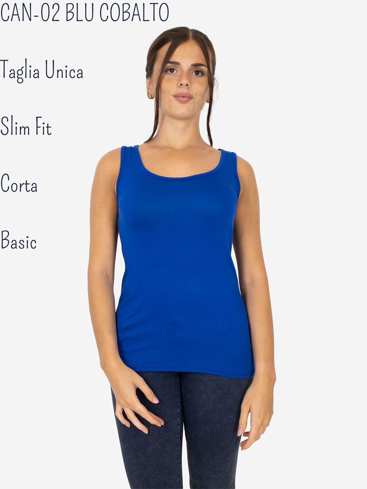 Canotta donna slim fit spalla larga in viscosa elasticizzata