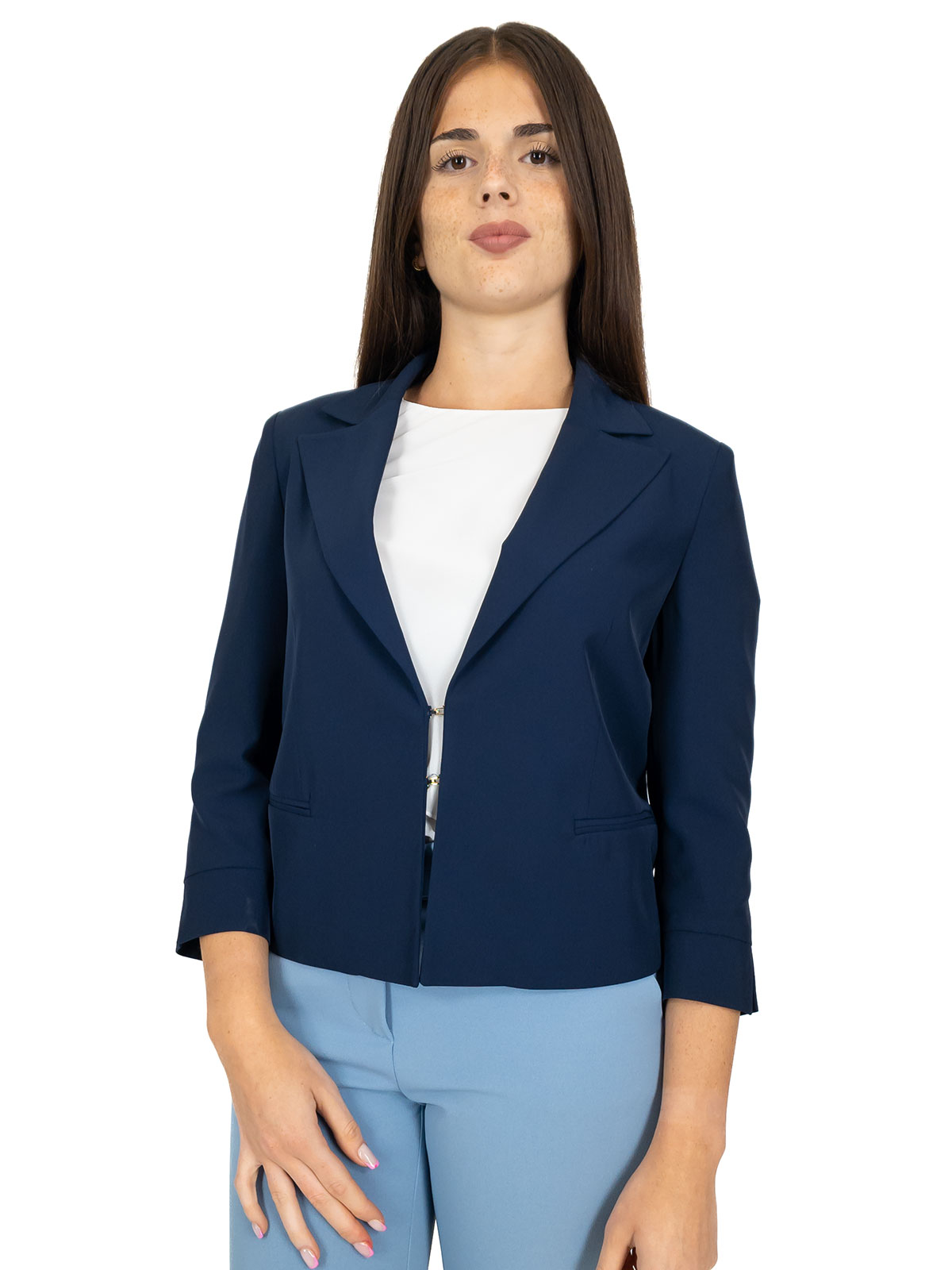 Blazer Corto Donna Elegante Primaverile Maniche Tre Quarti
