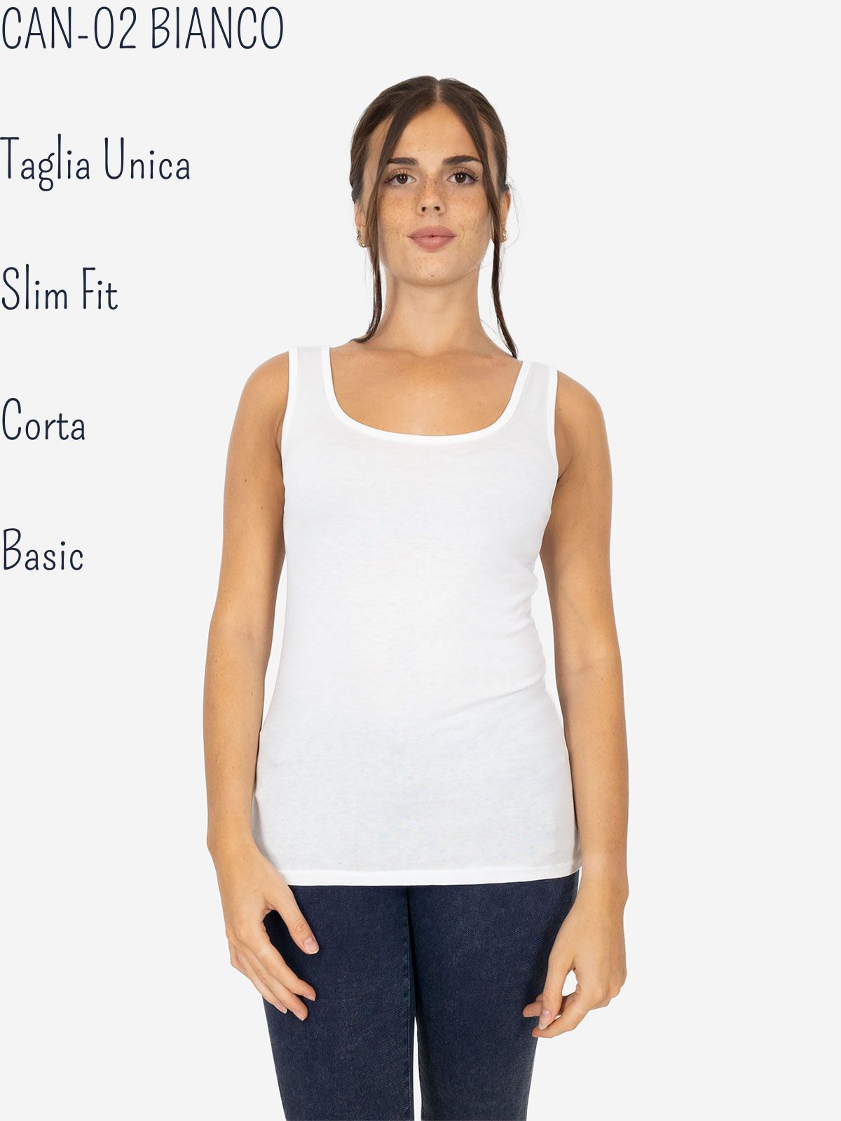 Slim Fit Women’s Tank Top with Wide Straps in Stretch Viscose
