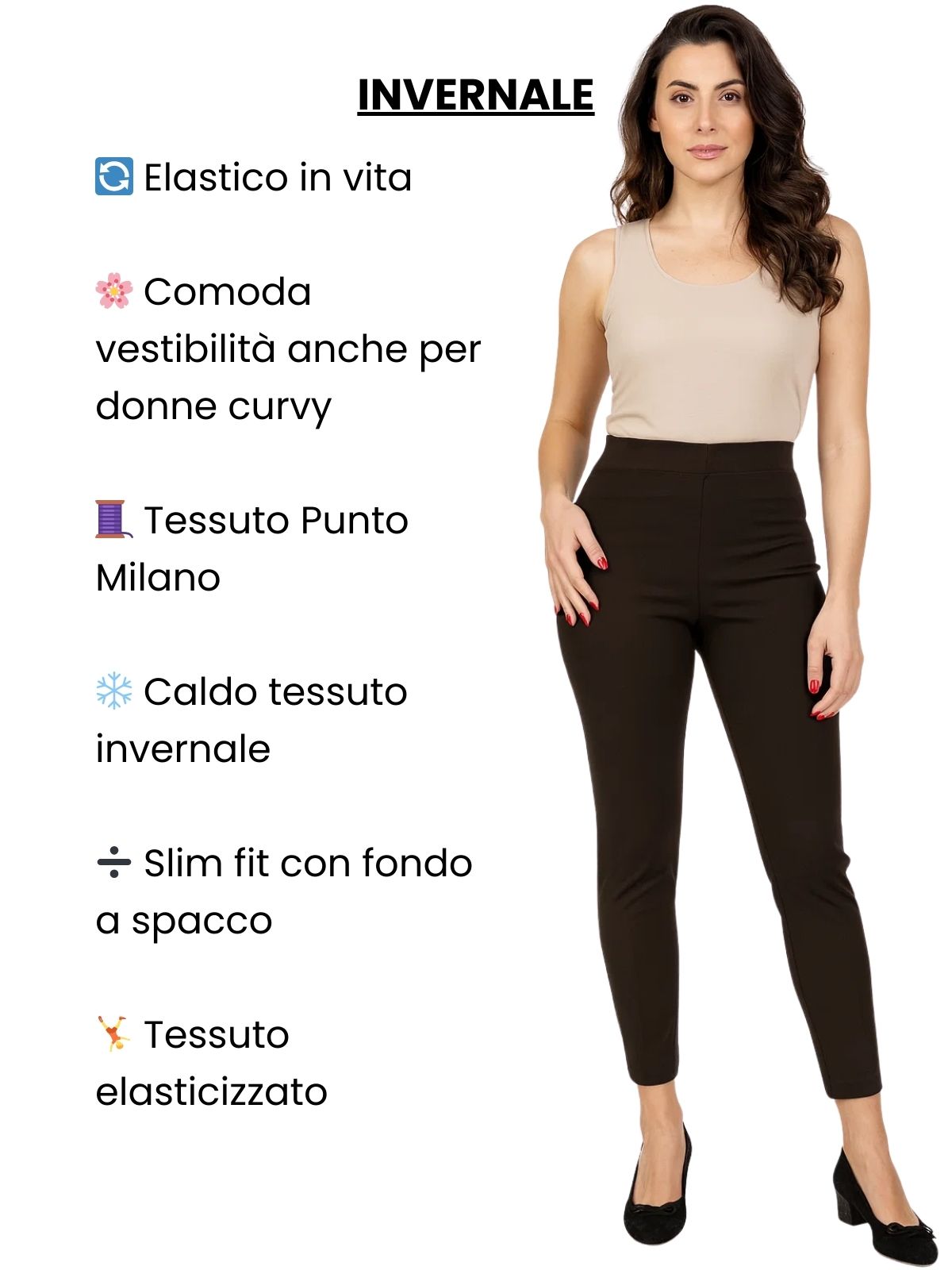 Pantaloni Donna Invernali Elasticizzati Slim Fit