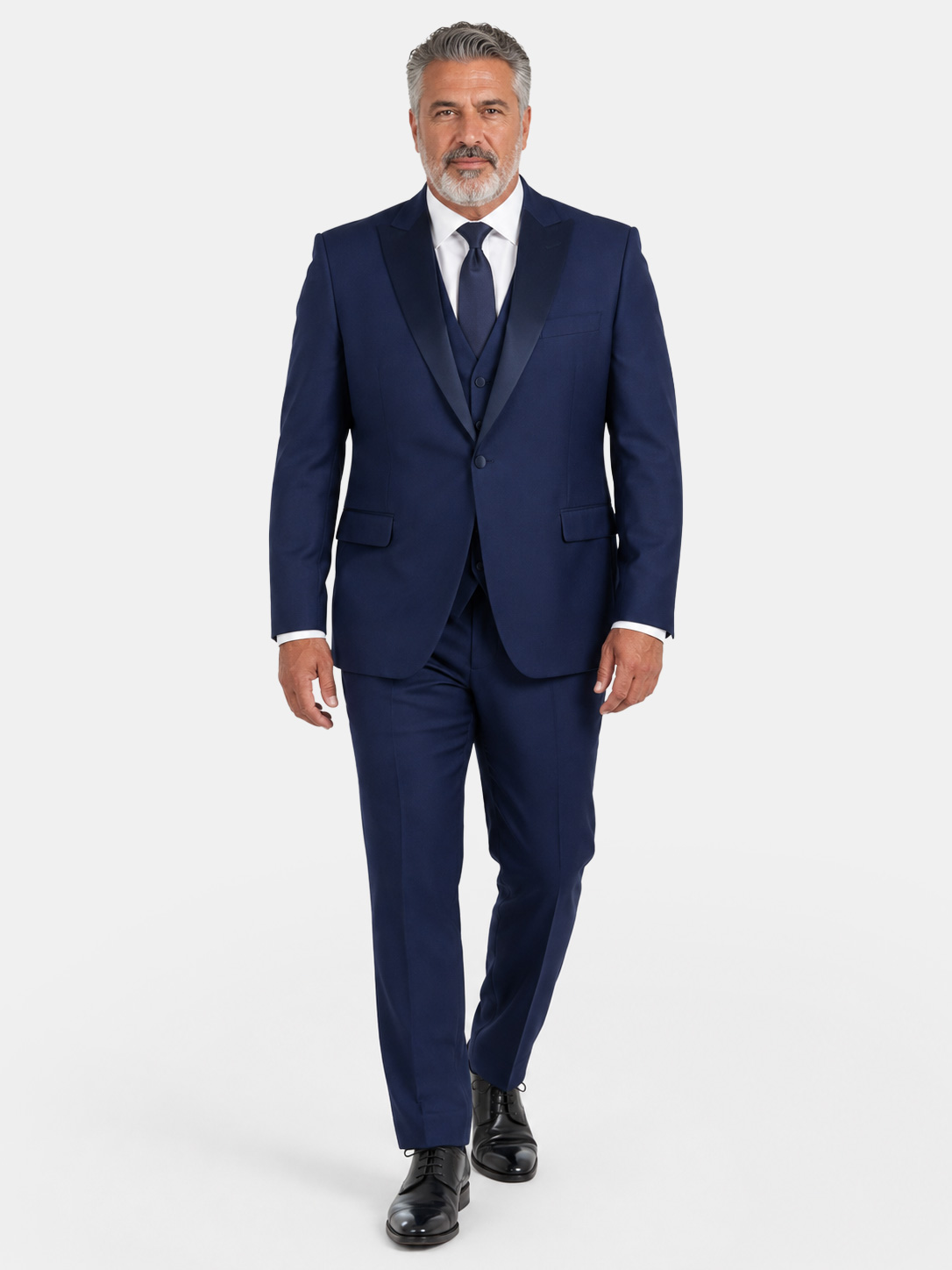 Men's Three-Piece Tailored Suit with Satin Lapels AB0556-D4