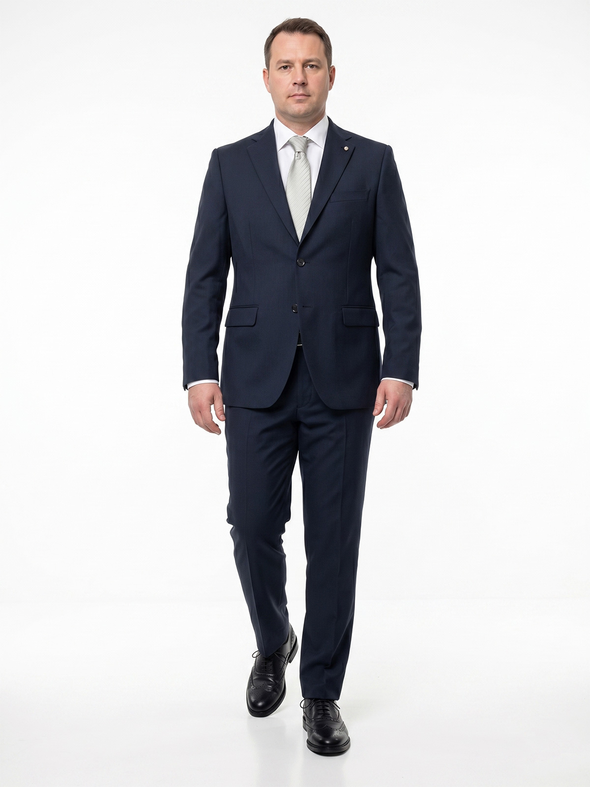 Men's 4-Season Dark Blue Drop 4 Suit in Stretch Wool ELE10212-D4