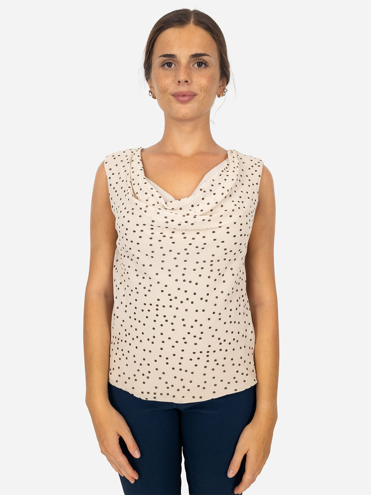 Top sotto giacca a pois donna elegante slim fit