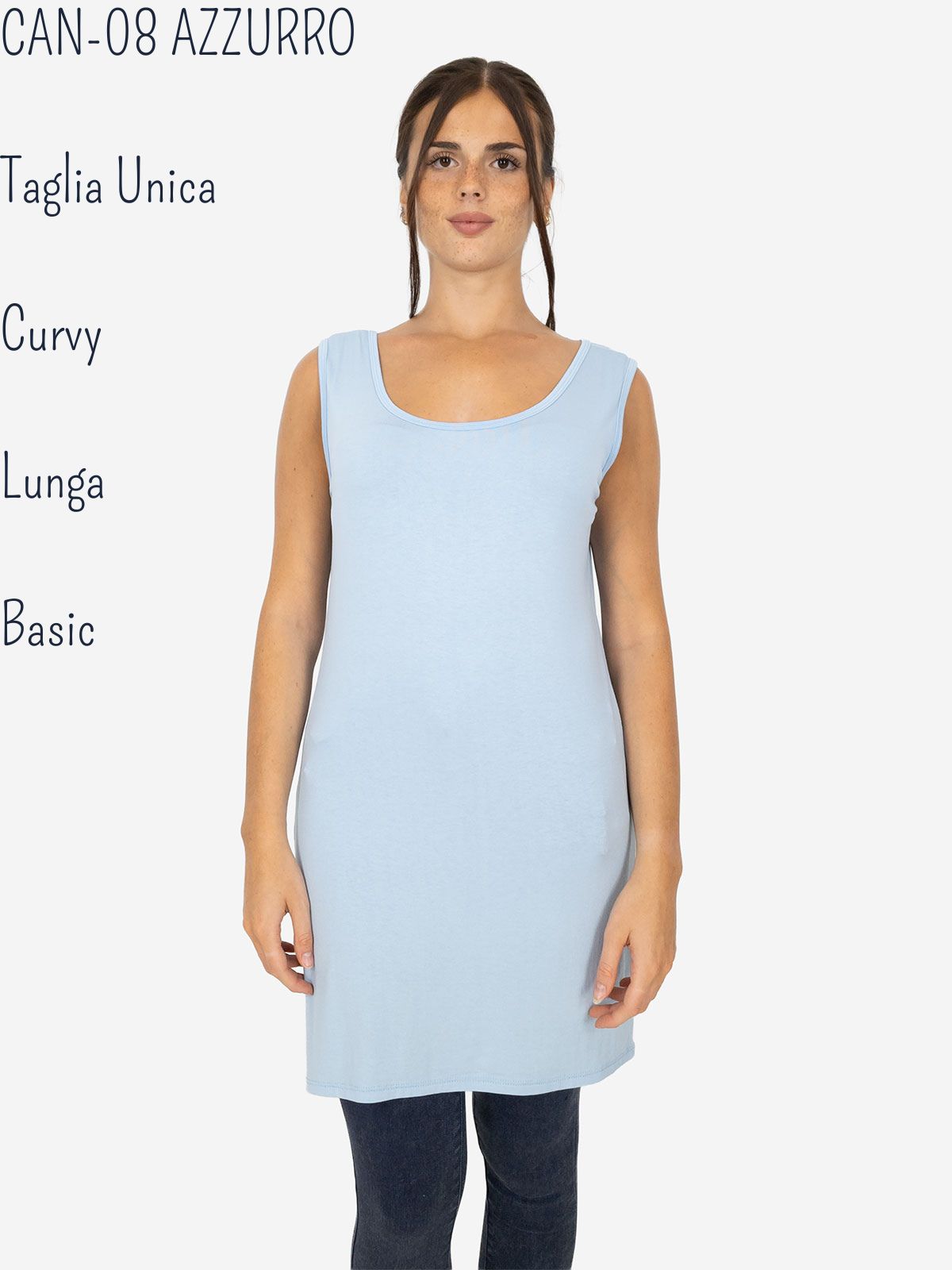 Women's long curvy basic tank top in stretch viscose – One size