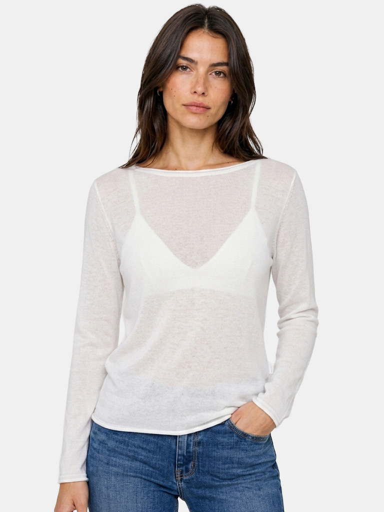 Basic Lightweight Cotton Top with Faux Raw Edge