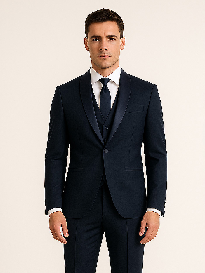 Men’s Drop 8 Slim Fit Ceremony Suit with Waistcoat Made in Italy