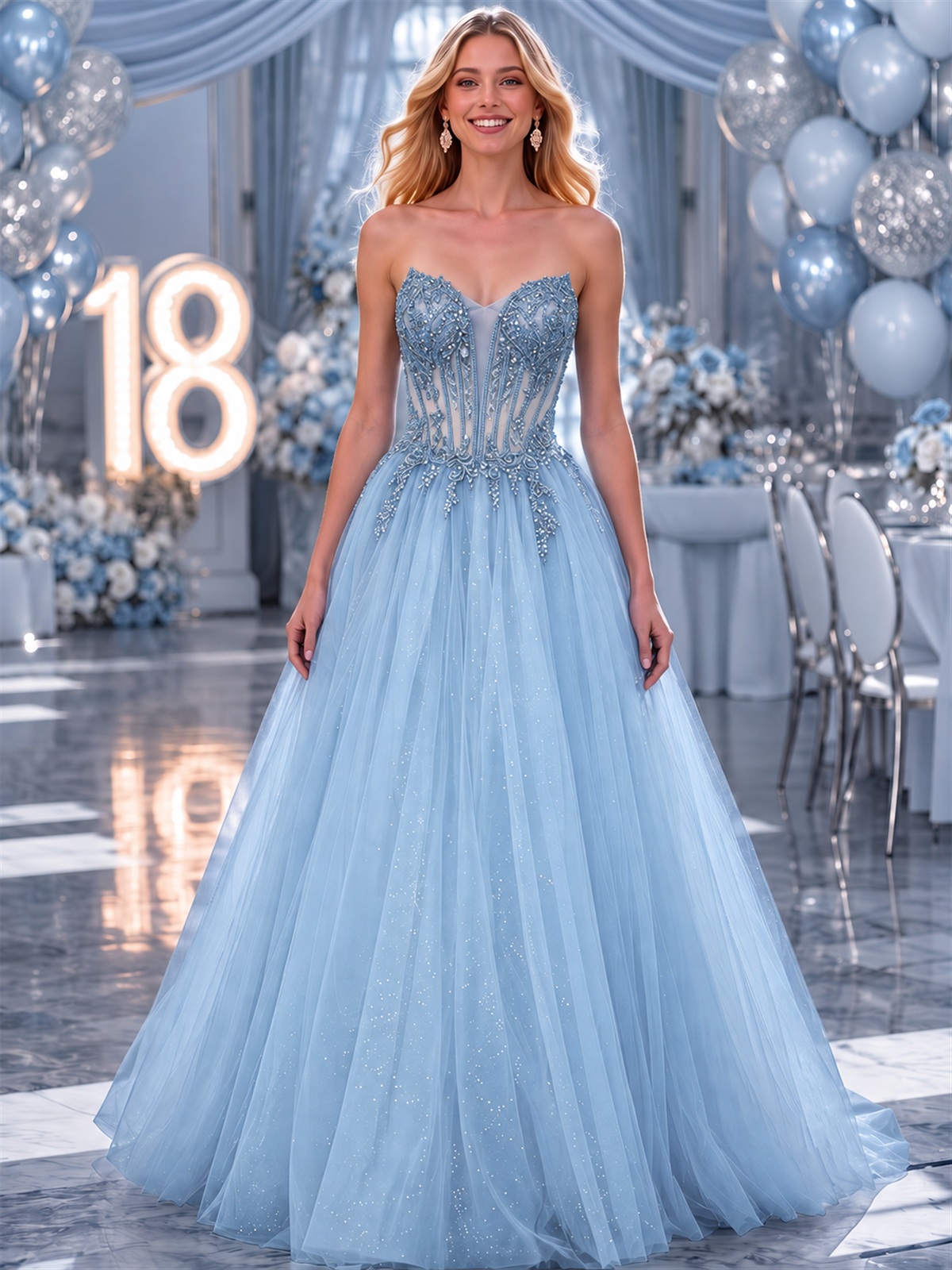 Princess Dress for 18th Birthday with Sequins