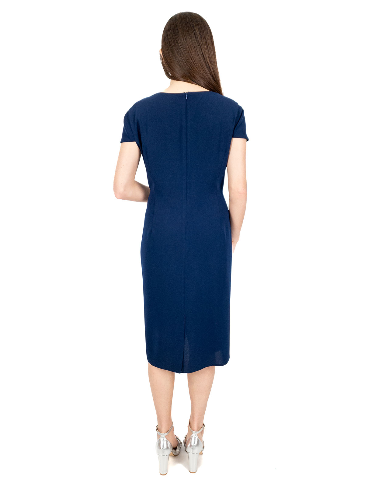 Yming Abito Elegante Donna Maniche Corte A Farfalla - Scollo A V, Vestibilità Slim, Lunghezza Al Ginocchio - Taglie Forti XS-3XL (Blu Acquamarina, S) - 2
