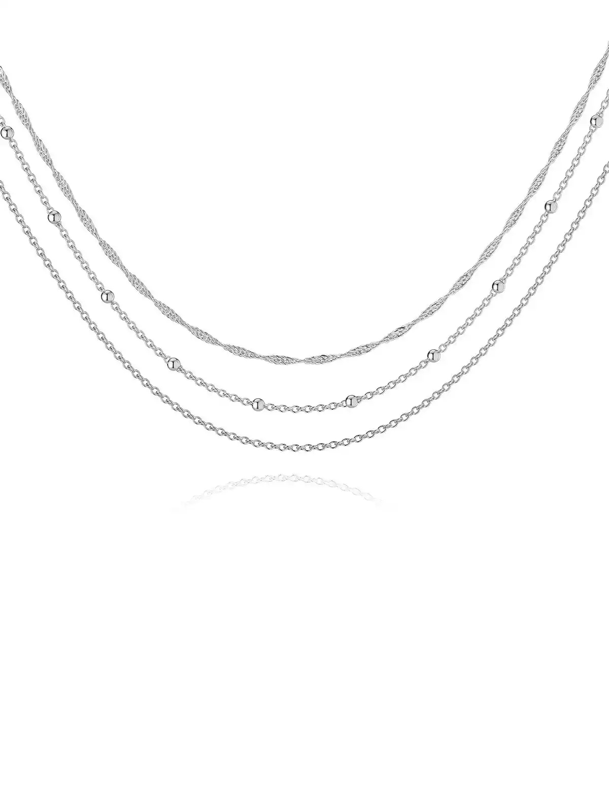 Strabello Bijoux Silver Harmony Layered Necklace 87699-0