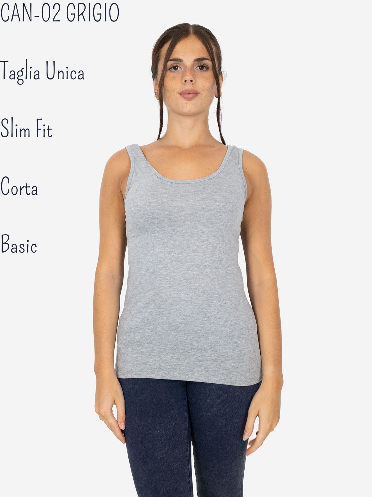 Slim Fit Women’s Tank Top with Wide Straps in Stretch Viscose