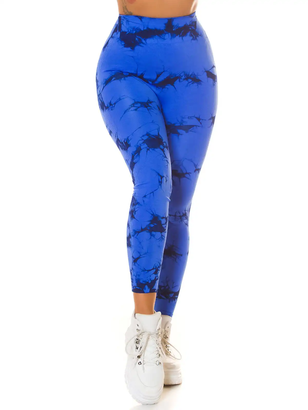 Leggings Sexy in Batik a Vita Alta con Cucitura Arricciata