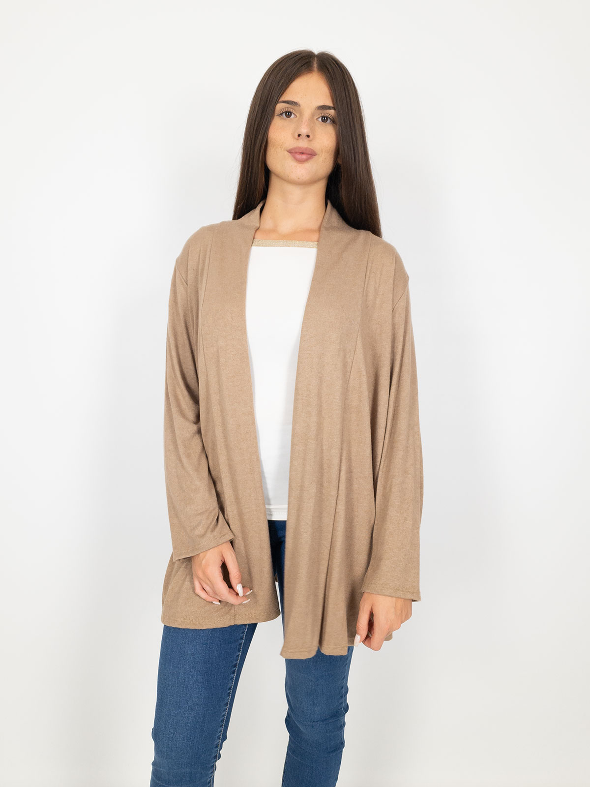 Cardigan Donna Lungo Curvy Senza Bottoni
