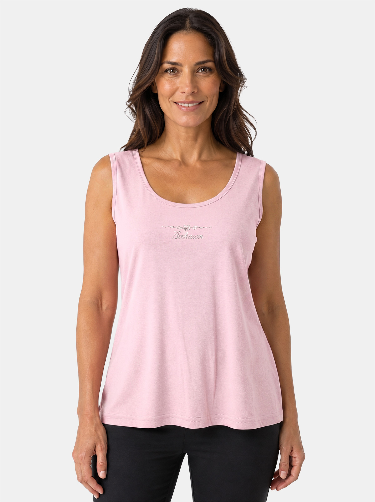 Women's Cotton Tank Top Perlarara with Rhinestones
