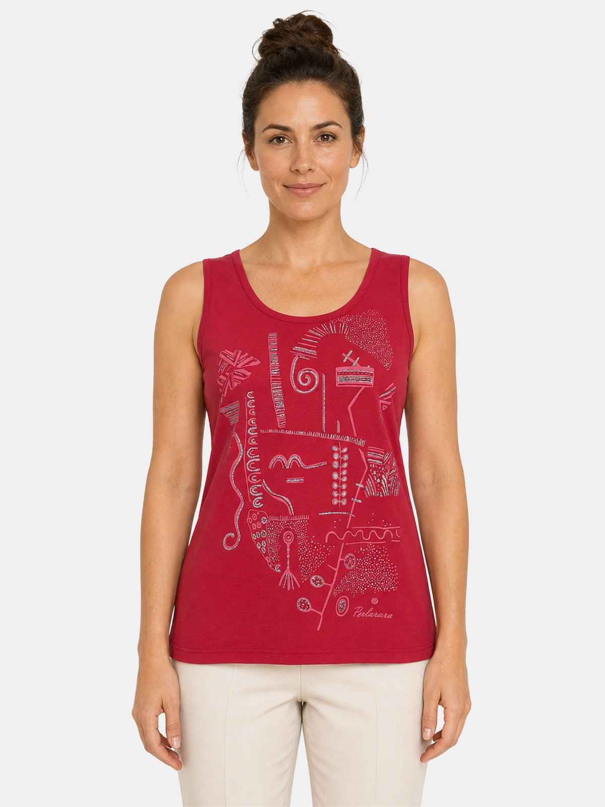 Canotta Donna in Cotone Made in Italy con Stampa Frontale C117-26