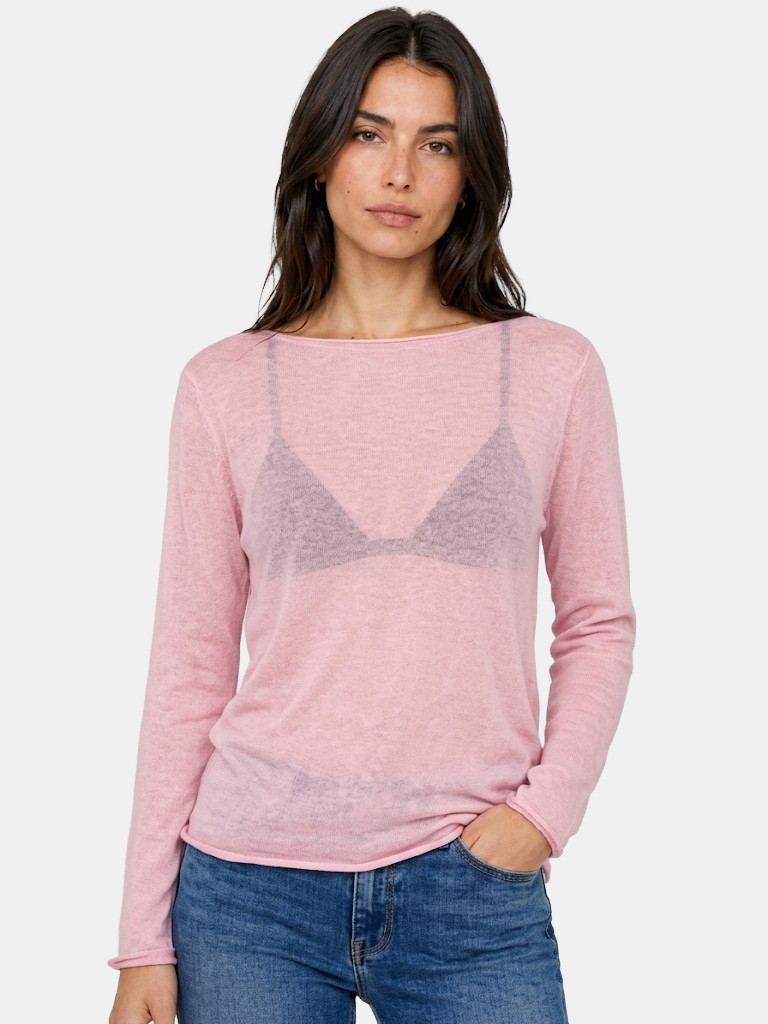 Basic Lightweight Cotton Top with Faux Raw Edge