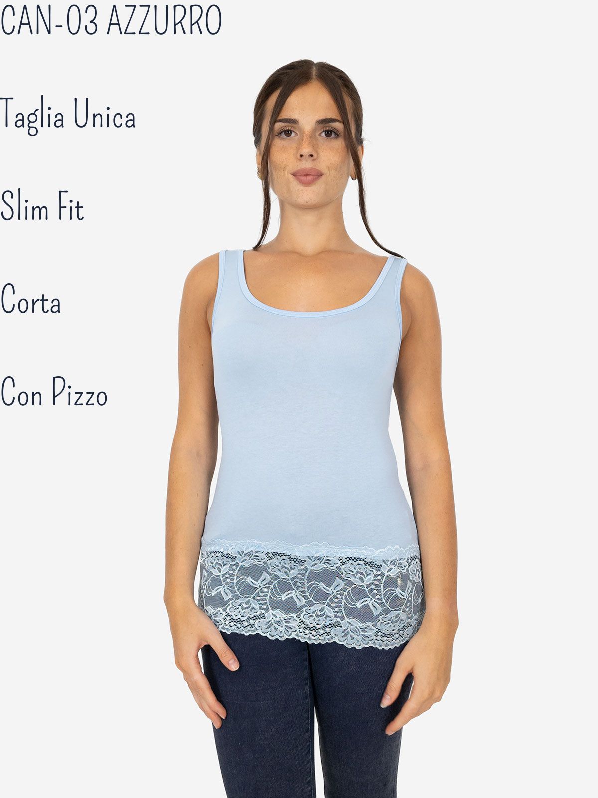 Canotta Donna Slim Fit con Pizzo in Fondo – Modello Corto Elasticizzato