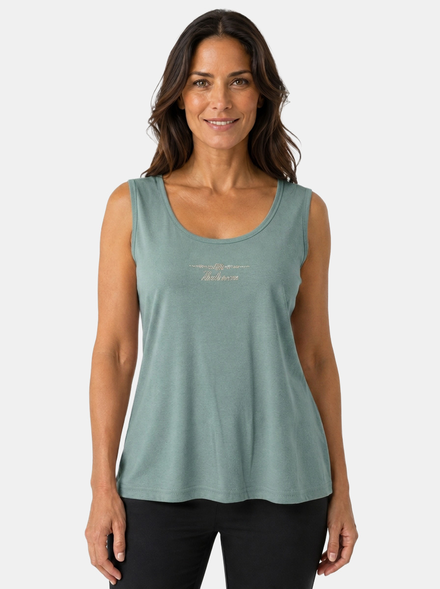 Women's Cotton Tank Top Perlarara with Rhinestones
