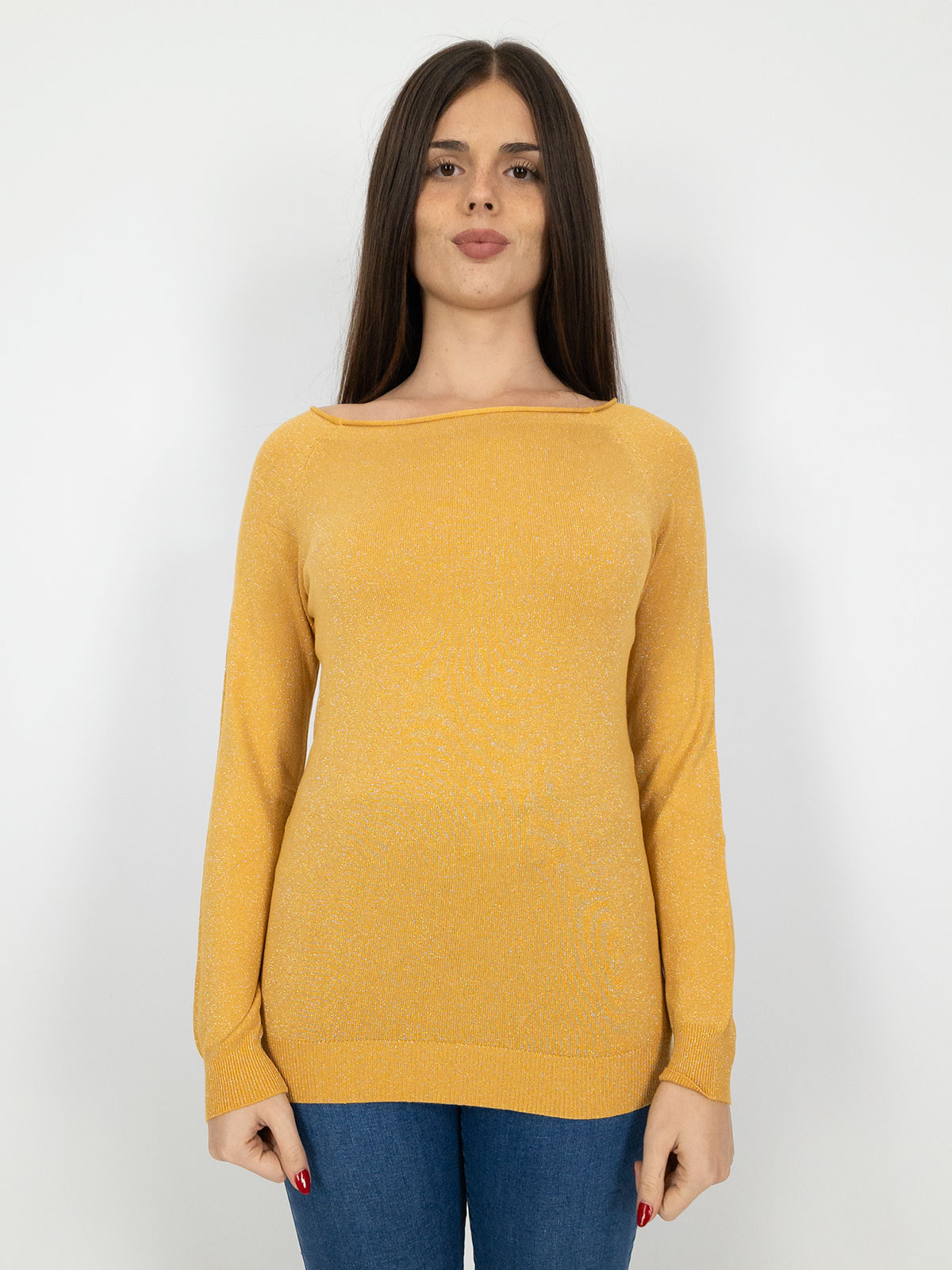 Maglia scollo a barchetta lurex slim fit sottogiacca