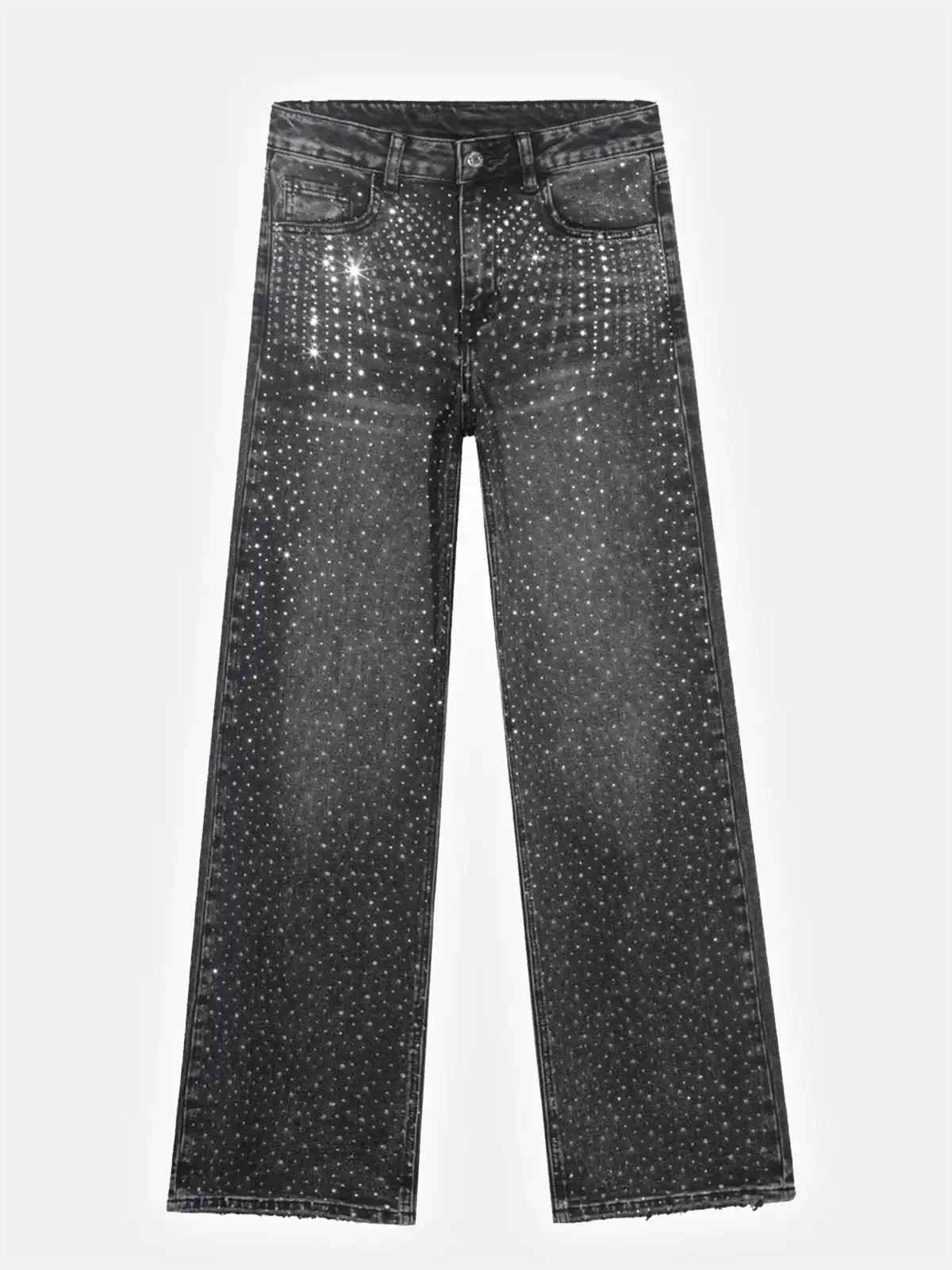 Jeans neri con brillantini a gamba larga Miss Bonbon H-3657