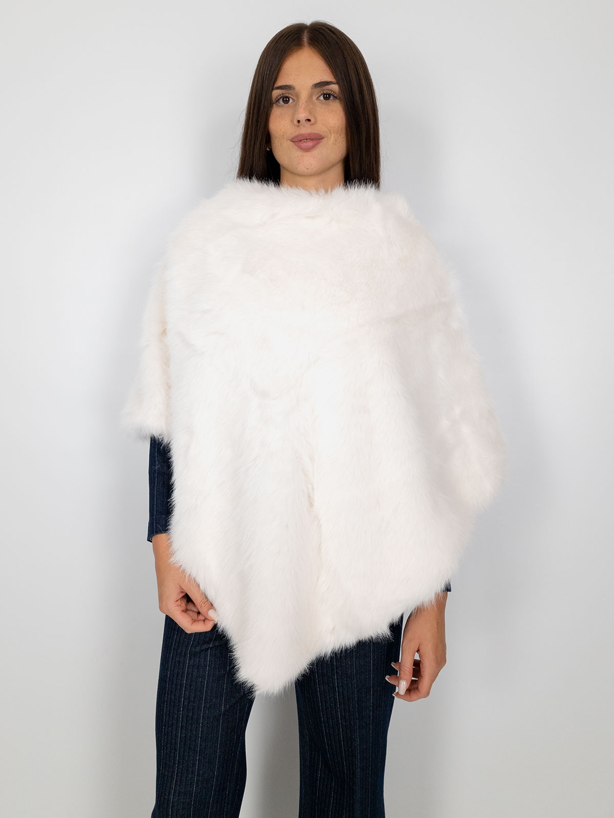 Elegant faux fur poncho
