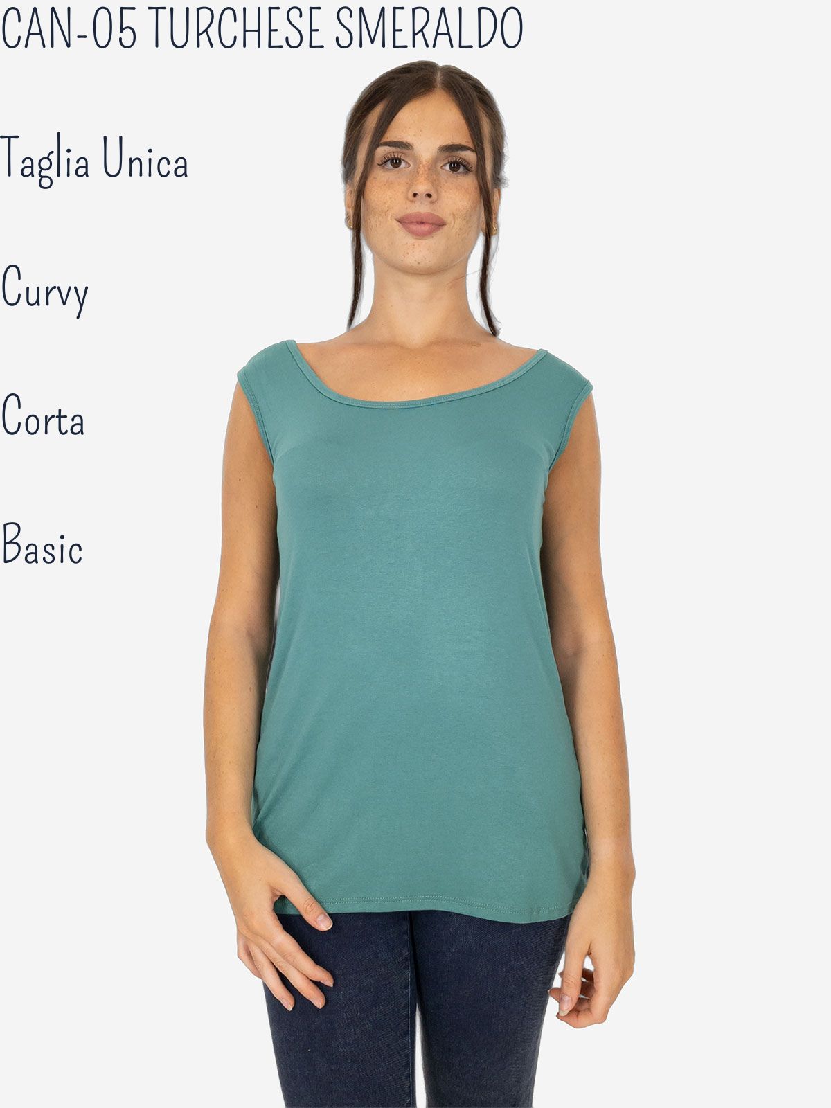 Canotta Donna Curvy Oversize a Spalla Larga in Viscosa Elasticizzata