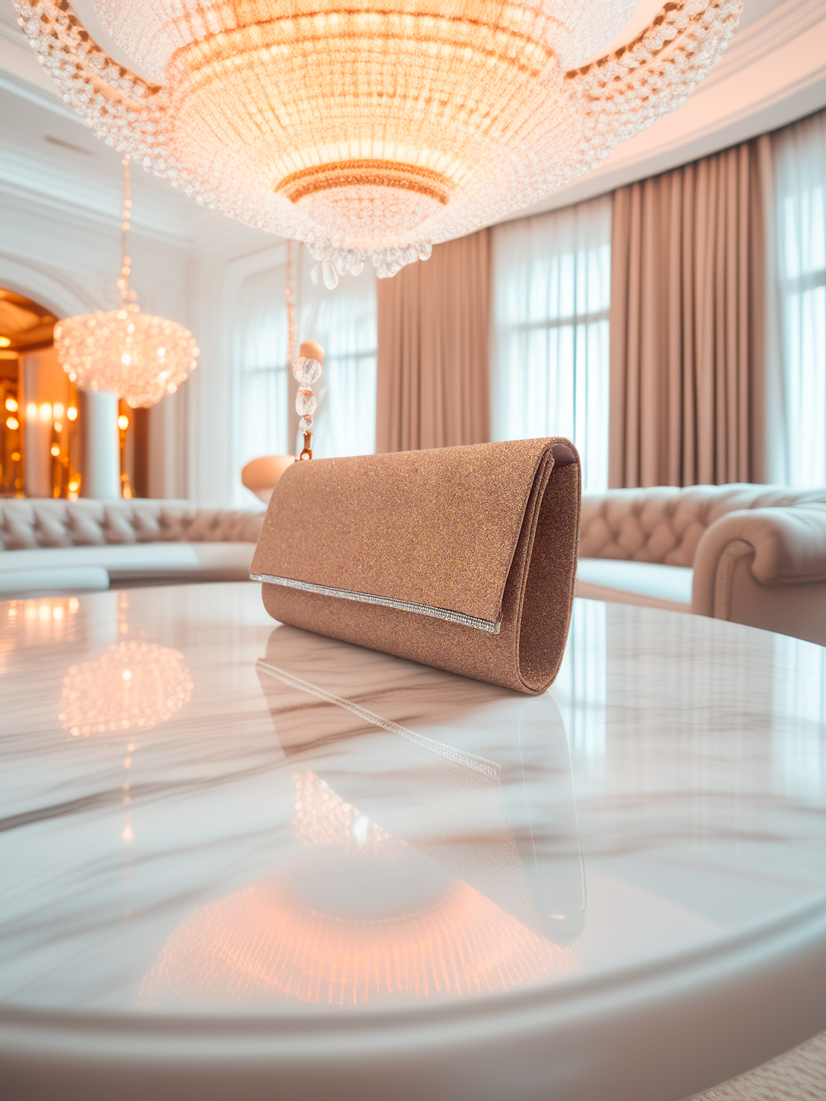 Pochette da Cerimonia Bronzo Glitterata Elegante