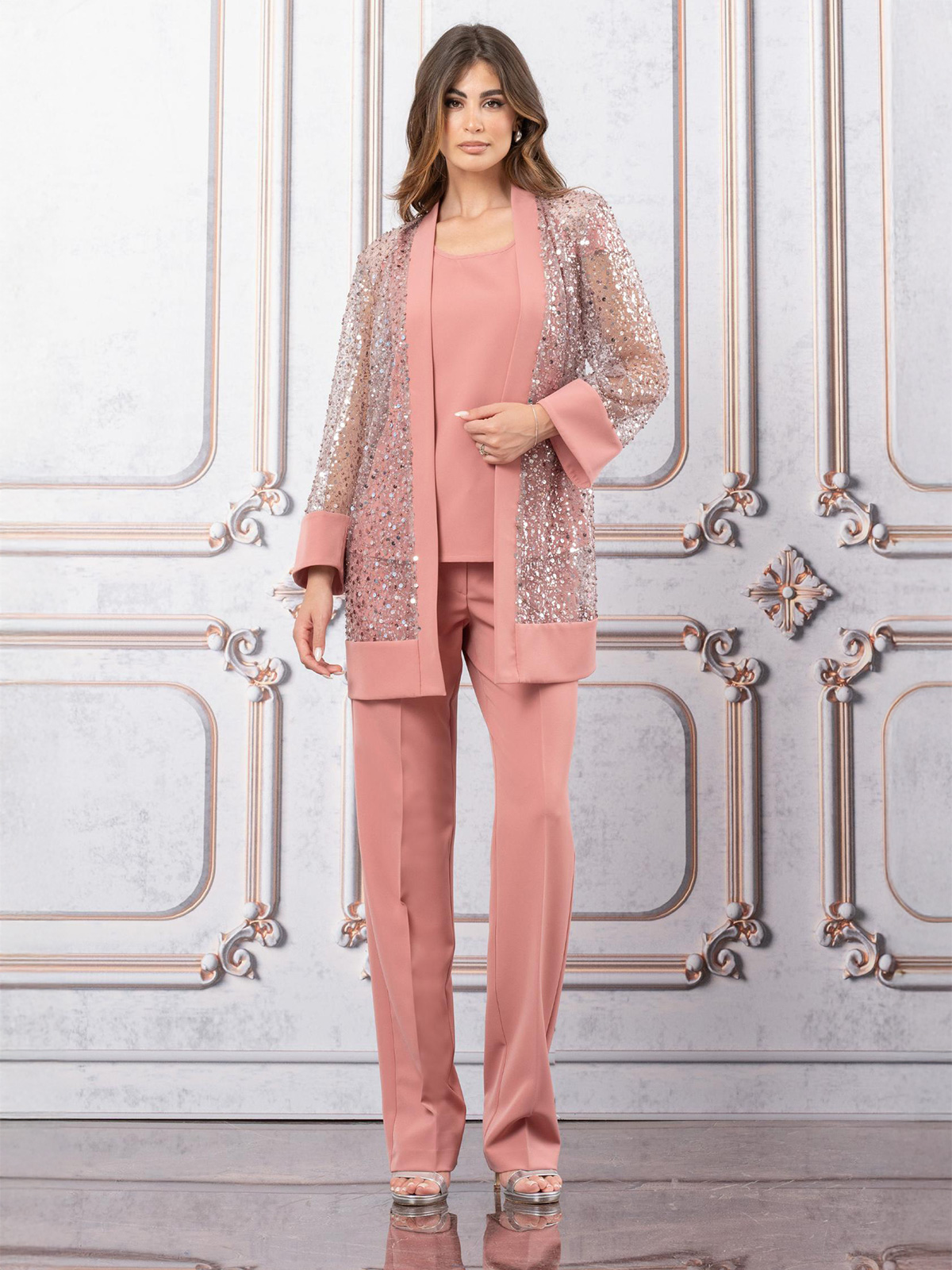 Completo pantalone da cerimonia con spolverino elegante