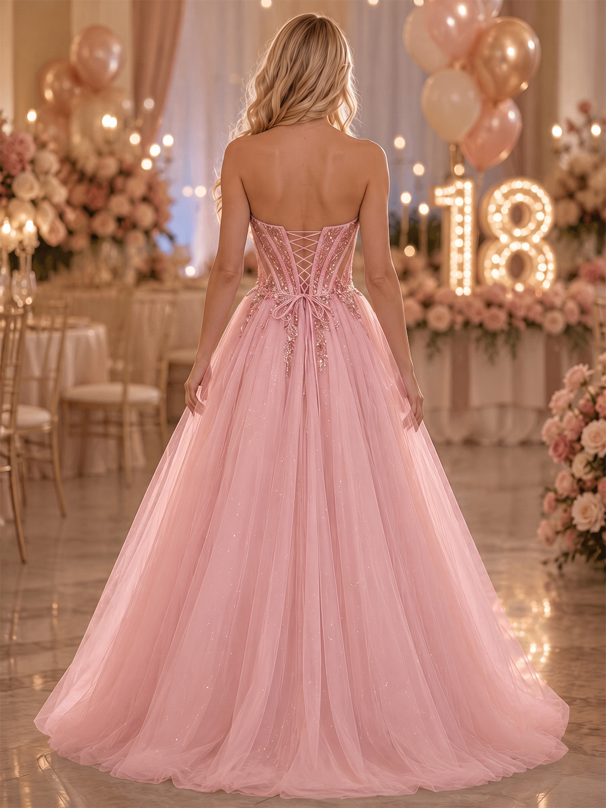pink dress 18th birthday Princess 25010F pink birthday dress