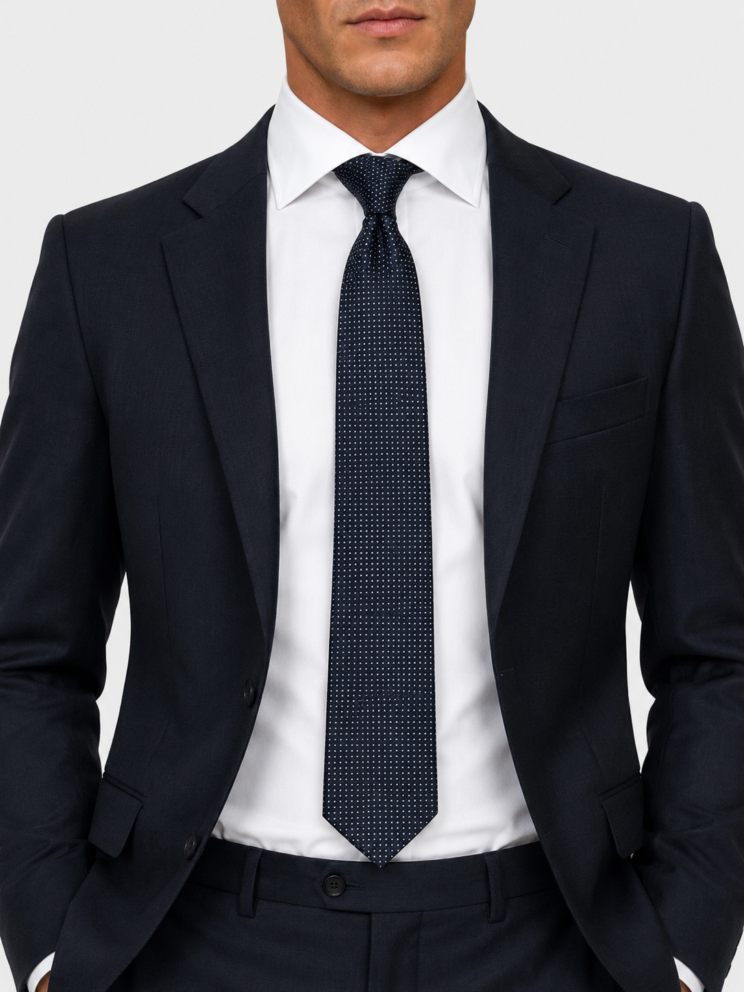 100% Silk Blue Tie with Micro Geometric Pattern