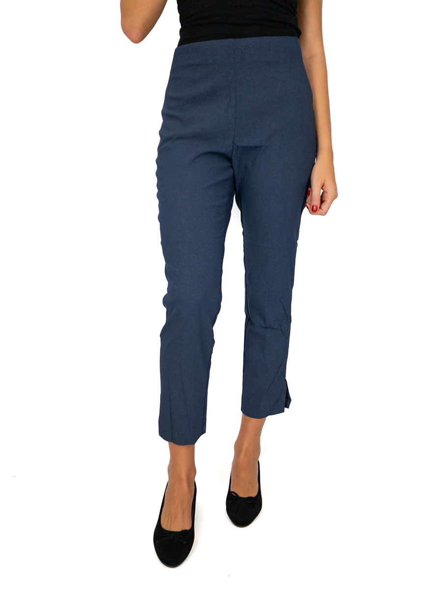 Pantalone donna slim capri vita alta con spacchetti | Made in Italy