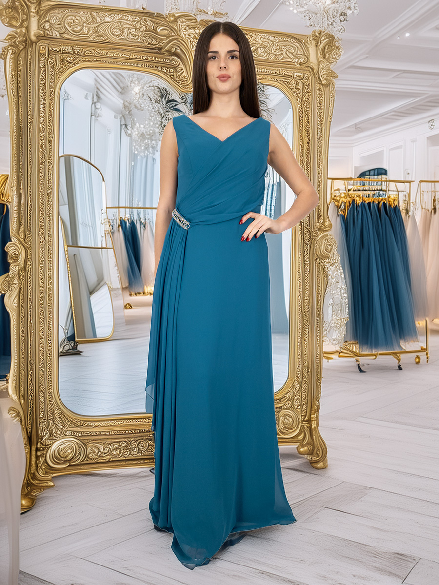 Abito lungo da cerimonia stile impero elegante con stola inclusa
