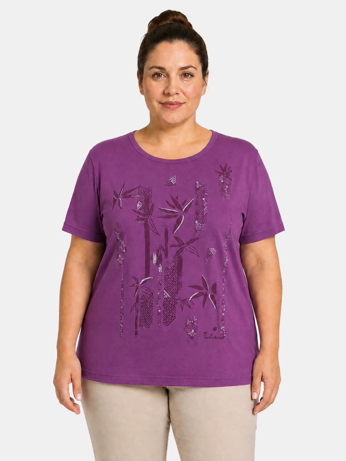 Perlarara Curvy Cotton T-Shirt with Front Print
