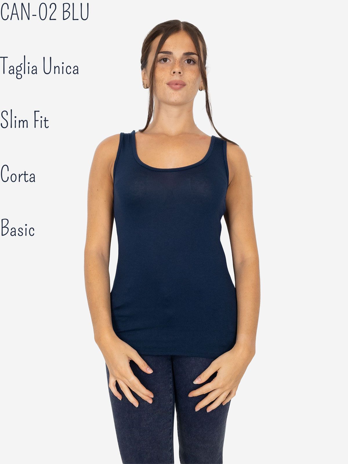 Slim Fit Women’s Tank Top with Wide Straps in Stretch Viscose