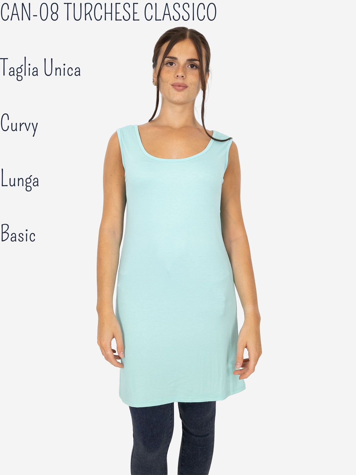 Women's long curvy basic tank top in stretch viscose – One size