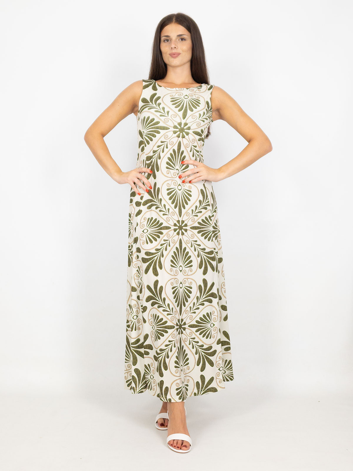 Bucle Vestito Lungo Donna Da Giorno A Fantasia Casual Elasticizzato