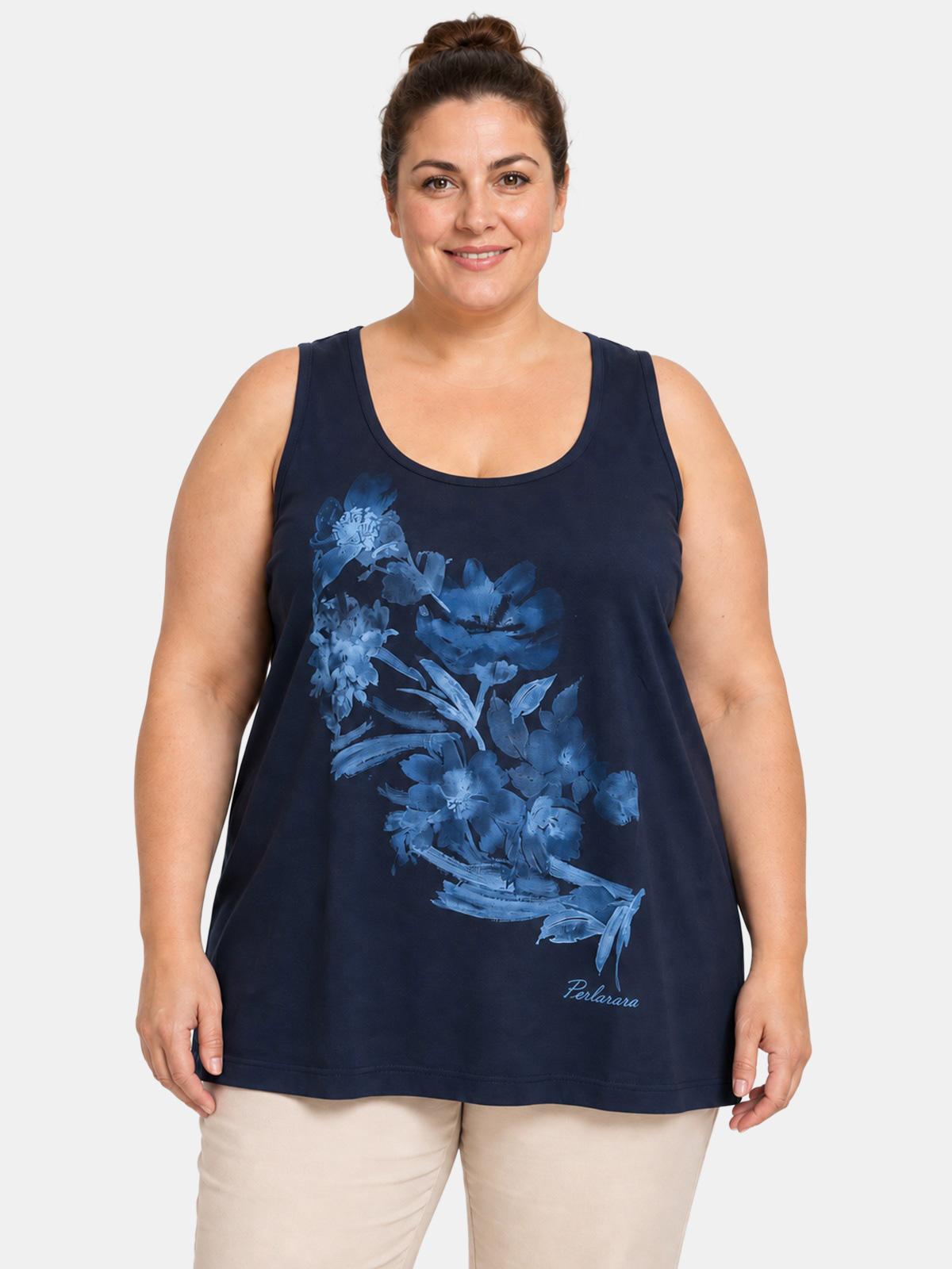 Perlarara Maxy Over Cotton Tank Top Plus Size 56/58