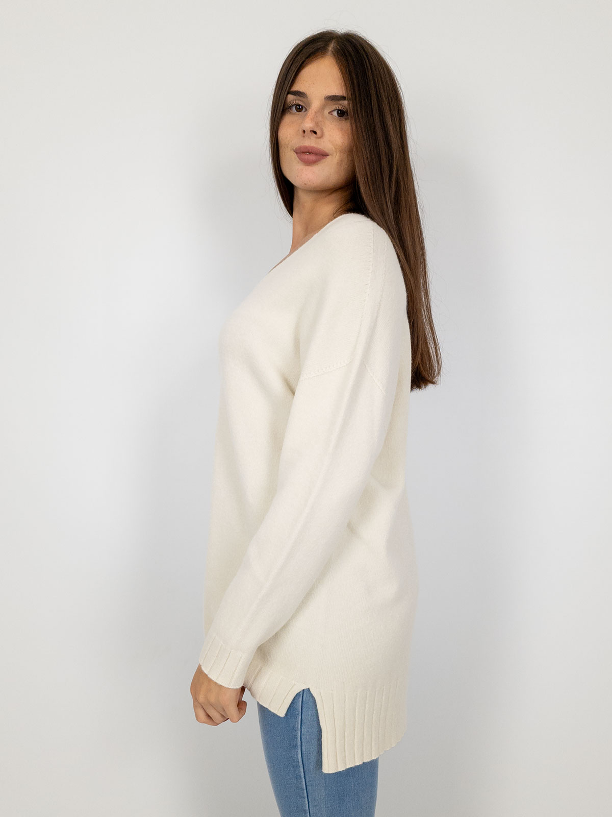 Maglione Donna Scollo A V Lavorato A Maglia - Slim Fit Top Elastico, Taglie S-5XL