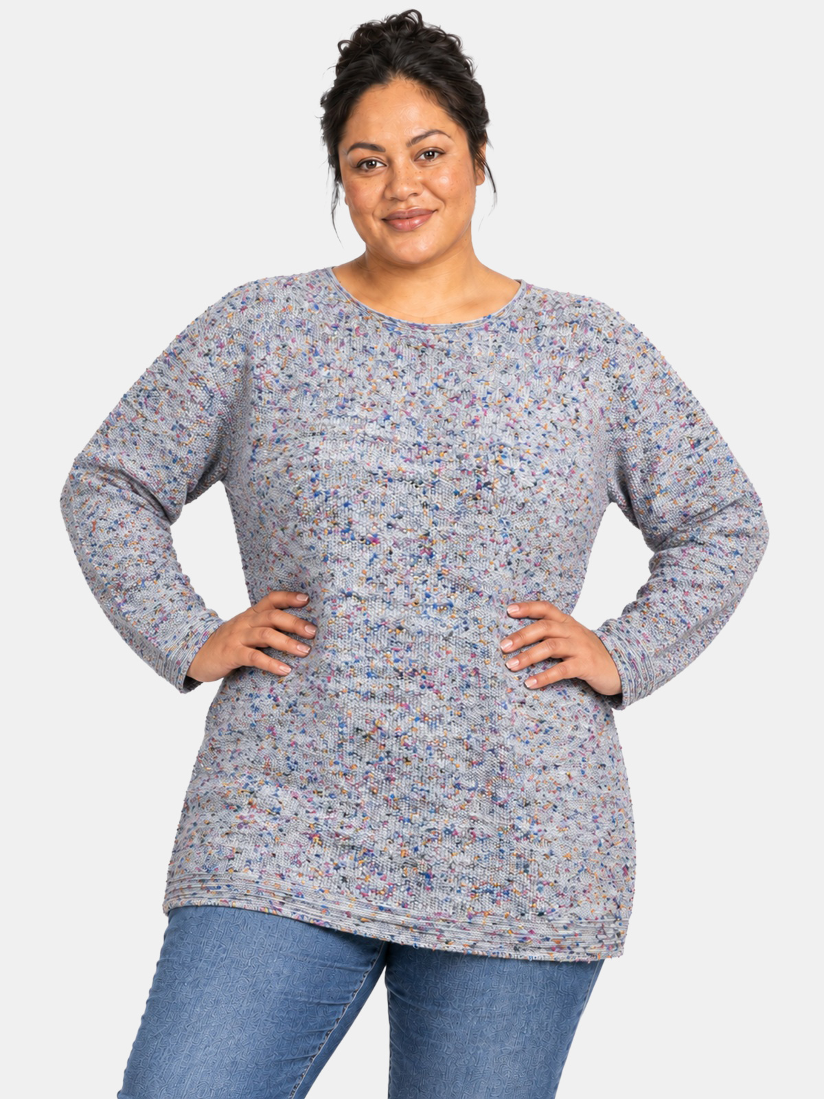 Maglia over in misto lana con filato tweed