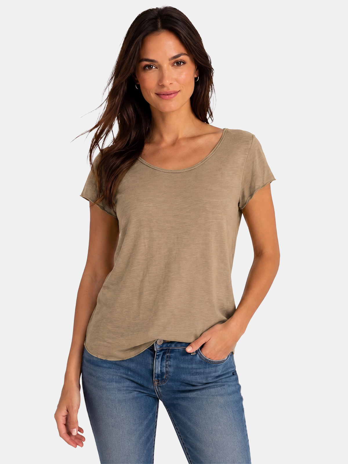 T-shirt Basica Donna in Cotone a Taglio Vivo